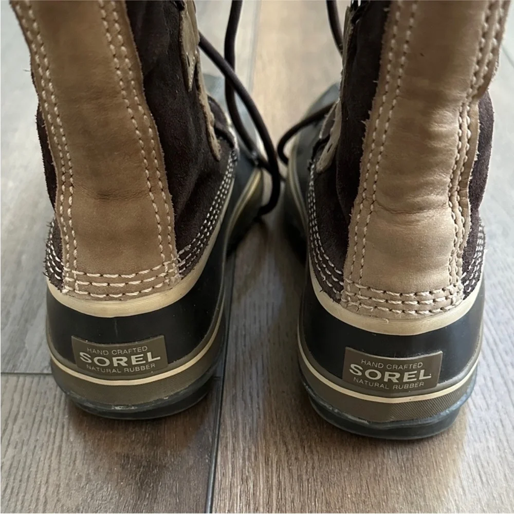 Sorel Brown and Tan Fur-Trimmed Winter Boots